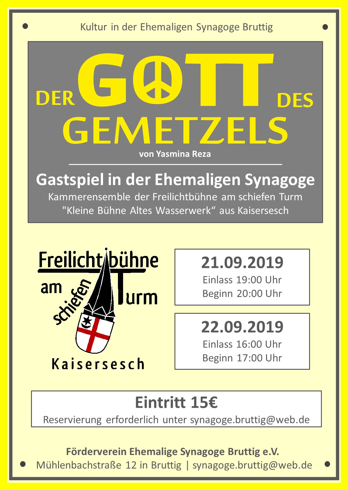 Synagoge Bruttig Der Gott des Gemetzels Gastspiel September 2019